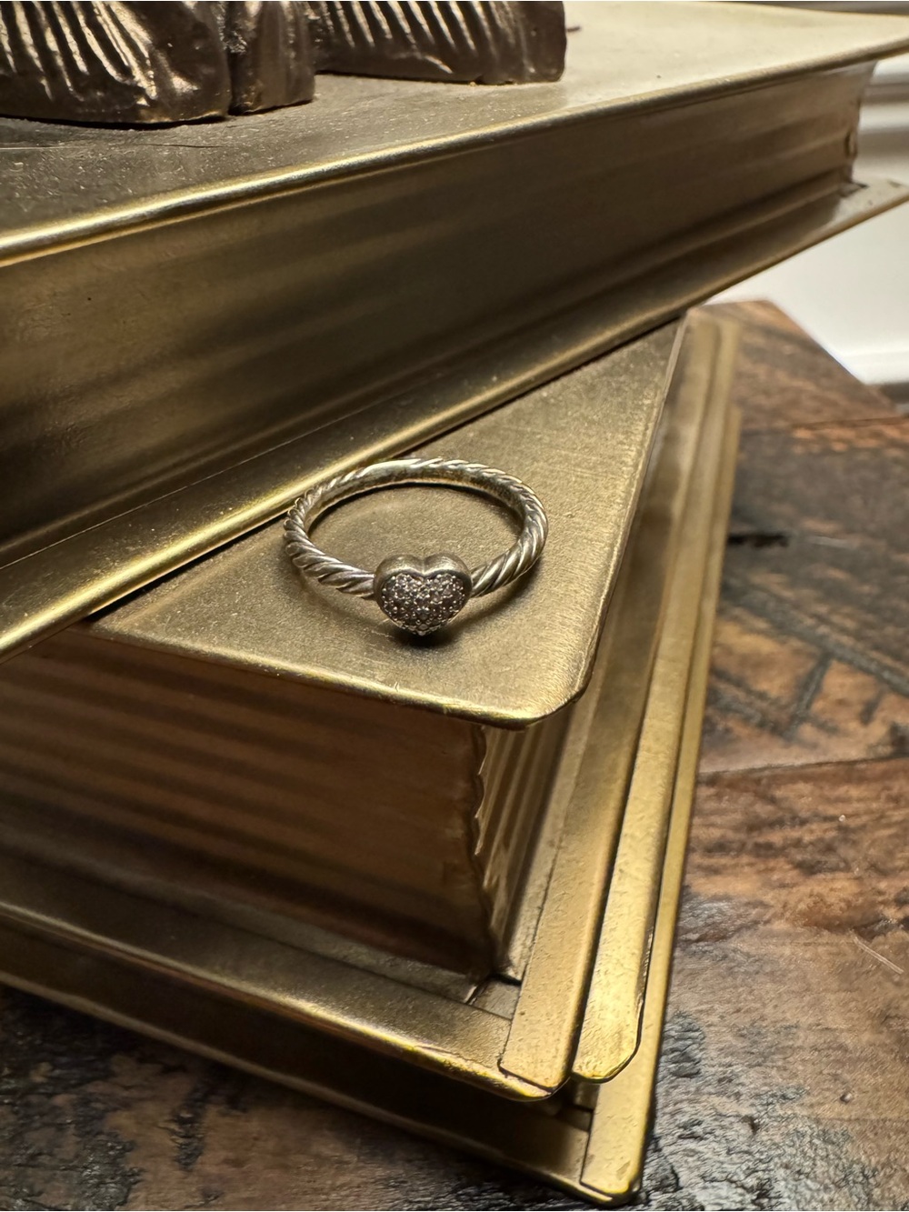 David Yurman Sterling Silver Heart Ring with Pavé Diamonds